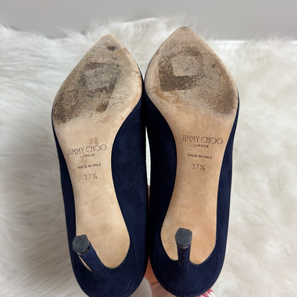 Jimmy Choo Navy Suede Romy 85 - Picture 6 of 10